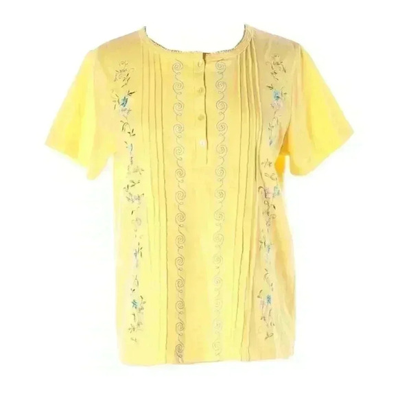 Shenanigans Yellow Floral Embroidered Top - Picture 1 of 2